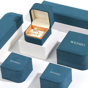 WEIMEI High Quality Velvet Blue Luxury Necklace Stud <b>Earrings</b> Bracelet Jewelry Packaging <b>Box</b> Velvet Ring <b>Box</b> Velvet Jewelry <b>Box</b> - Product Image 2