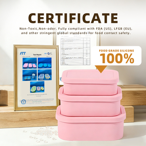 Nouveau Style 700ml Boîte à lunch en silicone pour micro-ondes Conteneur rectangulaire chauffant avec un treillis pour la conservation de la fraîcheur - Product Image 5