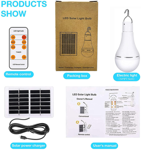 Ampoule LED rechargeable pour extérieur, alimentée par énergie solaire, avec capteur d'éclairage et minuterie à distance pour jardin, poulailler, tente, camping, chambre - Product Image 6
