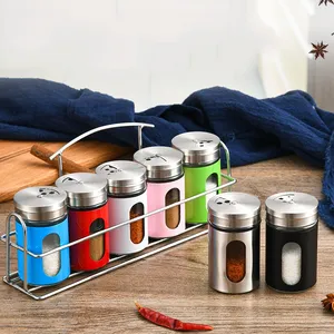 High quality Multifunction 100ml Small Stainless Steel Glass Spice Jar for Salt and Pepper