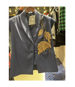 Ensemble coordonné bleu foncé style boutique, design moderne, coupe classique, tenue de créateur, étiquettes de marque, été, imperméable, séchage rapide - Product Image 1