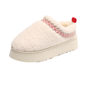Mocassins Mao Mao pour femmes 2026, style coréen, à semelle épaisse, bout fermé, doublure polaire, dessus en coton, décontractés, mi-hauts pour l'hiver, semelle extérieure en EVA - Product Image 4