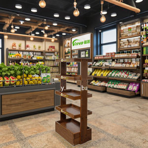 Custom Modern Eco-Friendly Wood 5-Shelf Bread Display Stand for Retail Store Floor Product Display Rack - Product Image 4