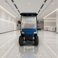 Voiturette de golf électrique de luxe bleue de haute qualité pour 6 passagers, tout-terrain, alimentée par batterie au lithium, idéale pour les zones touristiques