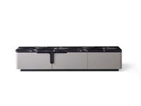 Meuble TV de luxe italien moderne, design flottant avec plateau en marbre, pour chambre et salon, avec rangement