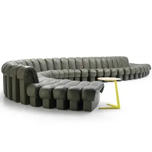 Sofá de canto modular personalizado, sofá de canto de couro italiano com estilo modular, decoração de sala de estar, sofá de canto curvo
