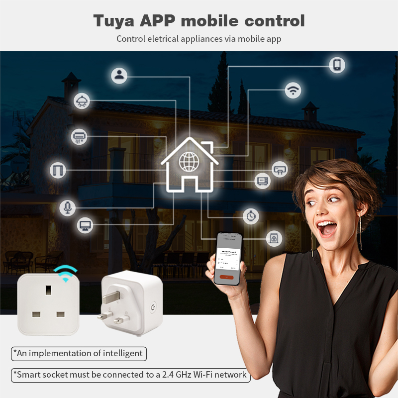 WiFi Smart Plug Socket Voice Control Smart Home Power Plug APP Remote Control UK Smart Socket