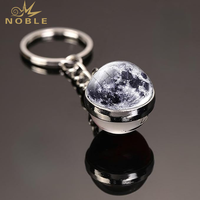 Porte-clés sphérique Planète Galaxie Univers Noble, dôme en cristal double face, thème astronomique, en métal, cadeau
