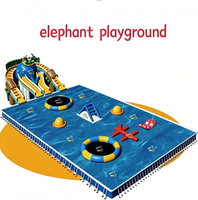 Parc aquatique gonflable commercial à thème Poulpe Bob l'éponge Éléphant Poisson-lanterne avec toboggan et piscine pour parc d'attractions