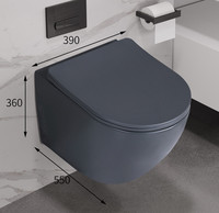Système de toilettes suspendues au mur, montage au sol, chasse d'eau cyclonique noire, télécommande, siège chauffant, design moderne