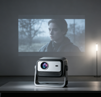 Projecteur de films sans fil Android 14, résolution native 1080P, 500 ANSI, correction automatique de la distorsion trapézoïdale, mise au point automatique, Bluetooth, WiFi 6, décodeur 4K