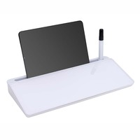 Tableau blanc effaçable à sec en verre 400x180mm pour bureau, avec compartiment de rangement et support de clavier incliné, pour bureau et domicile