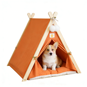 Tienda de Campaña Triangular de Madera para Gatos, Resistente a la Intemperie, <span class=keywords><strong>con</strong></span> Túnel para Explorar y Jugar en el Campamento - Product Image 2