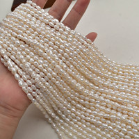 Perle d'eau douce naturelle 4-5 mm, perle de riz en fil, perle semi-finie, type de perle de riz, perle en vrac, accessoires de bijouterie DIY