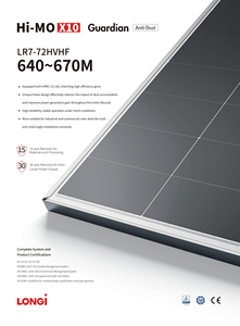 Module Solaire Photovoltaïque Type N Longi 640W 645W 650W 655W 660W 665W 670W Hi-Mo X10 LR7-72HVHF HPBC Panneau Solaire Haute Efficacité - Product Image 2