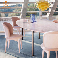 Ensemble de salle à manger moderne et luxueux pour la maison, 6 à 8 places, table ronde en marbre avec pieds en acier inoxydable pour restaurant, maison, hôtel