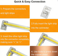 Conector LED en Forma de L de 8mm y 10mm, sin Soldadura, 90 Grados, Venta al Por Mayor ° Conector para Tira de LED SMD COB
