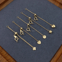 Chaîne d'extension de réglage en or massif 14 carats en gros avec coeur à fermoir à ressort pour collier ou bracelet de perles à bricoler soi-même