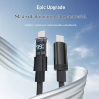 Câble de charge rapide avec écran LED pour iPhone Huawei Xiaomi 65W USB-C vers C / 100W USB-A vers C 1M 2M