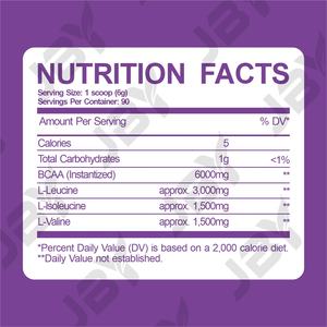โรงงานผลิตกรดอะมิโน JBY ผลิตภัณฑ์เสริมอาหารดูแลสุขภาพ กรดอะมิโน <span class=keywords><strong>BCAA</strong></span> ผงเสริมอาหาร - Product Image 3