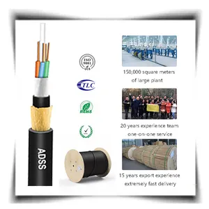 Cable de fibra óptica adss, chaqueta única de 100m, 200m, 300m, 400m, 500m, 12, 24, 48, 96 núcleos, cable de fibra óptica adss