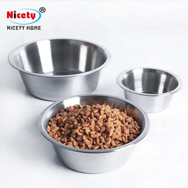 Wholesale pet food feeding stainless steel dog bowl cat feeder bowl metal water bowl