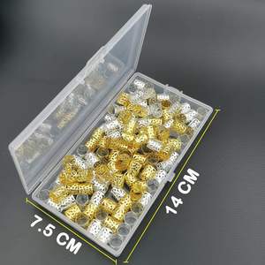 120 pièces bricolage or argent perruque de boucle de cheveux tresse sale galvanisée avec boucle métallique adhésive boîte sac en plastique outils d'extension de cheveux - Product Image 4