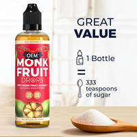 Vente en gros OEM 100% Pure Monk Fruit Édulcorant liquide Moine Gouttes de fruits par Transparency Foods Zéro Calories 100ml