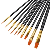 10 pièces/ensemble Nylon artiste pinceau professionnel aquarelle acrylique manche en bois peinture à l'huile stylos Art fournitures papeterie