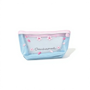 Bolsa de malla fresca y portátil para niñas, monedero <span class=keywords><strong>Sanrio</strong></span>, bolso de mano pequeño con patrón floral, cierre de cremallera, bolsa de almacenamiento transpirable - Product Image 1