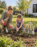 Ensemble d'outils de jardin 9 pièces en acier inoxydable robuste, sacs à outils en toile et kits d'outils de jardin, kit d'outils à main pour jardin