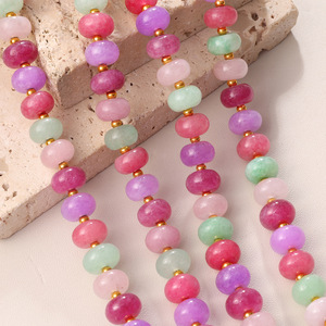 Women's Natural Stone Beaded Jewelry <b>Set</b> Stainless Steel Party Fashion Necklace <b>Bracelet</b> Earrings Colorful Light Luxury Style - Product Image 3