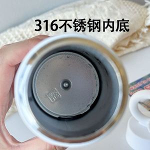 Nouvelle mode 316 acier inoxydable 450ML flacons sous vide fleurs tasse à eau tasse à café de voyage avec poignée ronde - Product Image 4