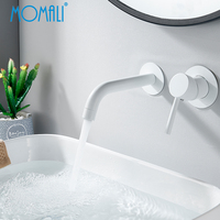 Grifo de Lavabo de Pared Momali, de Latón, para Baño, Mezclador de Agua Fría y Caliente, Monomando, Diseño Contemporáneo de Lujo, con Válvula de Cerámica