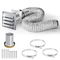 Kit de conduit de ventilation flexible en acier inoxydable de 4 pouces, revêtu par poudrage, 2 mm, avec plaque murale et capot à persiennes, pour sèche-linge, salle de bain et climatisation, facile à installer