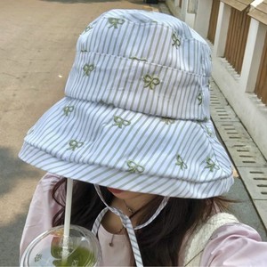 Bucket <b>Hat</b> With Bow Pattern Cotton <b>Summer</b> Sun Protection For Girls Outings - Product Image 4