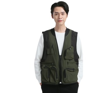 Chaleco Deportivo para Exteriores, Multibolsillos, Verde Militar, Poliéster, Ropa de Trabajo, Chaleco Utilitario para Fotografía - Product Image 1