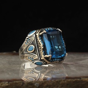 Anillos de Sello Turcos Retro Hechos a Mano al por Mayor ZhuQian para Hombre, Anillo Clásico Tallado con Incrustaciones de Zirconia Mística, Joyería Punk para Motociclistas - Product Image 3