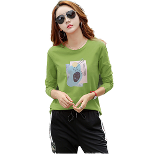 เสื้อแขนยาวลำลองผู้หญิงสไตล์เกาหลีทรงเข้ารูปพิมพ์ลายฤดูใบไม้ร่วง ผ้าถักโพลีเอสเตอร์/คอตตอน ป้องกันขนร่วง HANIA TRADERS - Product Image 1