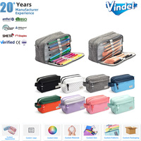 Livraison rapide, trousse à crayons en toile OEM grande capacité, sacs cosmétiques multifonctionnels de voyage, trousse à crayons scolaire à fermeture éclair