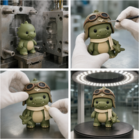 Figurine d'action en PVC personnalisée, style aviateur dinosaure chibi, peinte à la main, modèle de jouet artistique de collection, boîte mystère, pas en stock