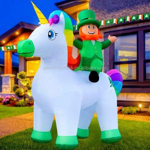 St. Patrick's Day Large Outdoor Waterproof LED DC Power Supply IP44 Inflatable Leprechaun Ride <b>Unicorn</b> for Garden Lawn Party - Product Image 4