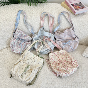 Floral Print <b>Canvas</b> Shoulder Bag With Zippered Pocket Large Capacity Everyday Use Women's <b>Backpack</b> Korean Style Summer 2025 - Product Image 1