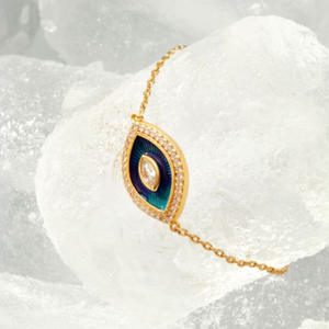 Pesona Italia persahabatan perhiasan mode bagus kartu <span class=keywords><strong>Tarot</strong></span> hijau berlian mata jahat gelang tali kepang Enamel gelang - Product Image 5