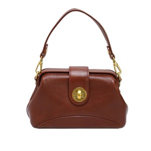 Bolso de Hombro de Cuero Vintage para Mujer, Color Café, Cierre con Candado, Estilo Cuadrado Horizontal, Bandolera, Primavera 2025 - Product Image 5