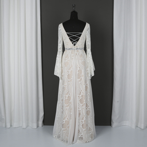 Abito <span class=keywords><strong>da</strong></span> Sposa Vintage di Alta Qualità in Pizzo e Chiffon con Perline, <span class=keywords><strong>Vestito</strong></span> <span class=keywords><strong>da</strong></span> Sposa <span class=keywords><strong>Taglie</strong></span> <span class=keywords><strong>Forti</strong></span> per la Sposa - Product Image 2