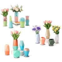 Vente en gros d'usine, pot de fleurs en silicone de qualité alimentaire, écologique, design moderne, anti-goutte, étanche, incassable, ensemble de vases