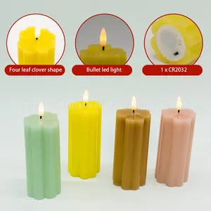 Kanlong 6inch Indoor Pillar No Fire Home Decoration Wax Unique Design CR2032 Battery Powered Flickering Candle Led Light