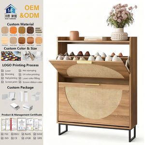 ארון אחסון נעליים freestrandyway מארגן עם ידיות מוזהב מוסתרים ורגל אחסון - Product Image 1