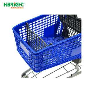 Chariot de courses en métal bleu de grande capacité pour supermarché et épicerie avec compartiments intégrés - Product Image 5